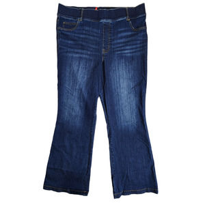 Spanx Womens Pull-On Jeans Plus Size 3X Dark Wash Flare Leg High Rise Stretch